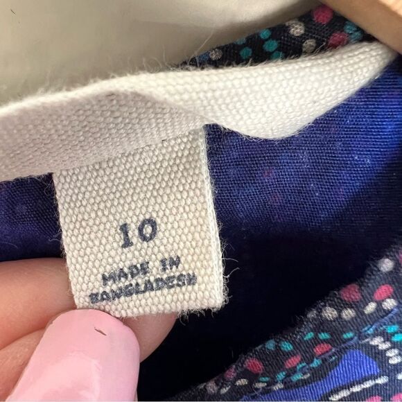 Lands’ End Kids Paisley Short Sleeve Dress Girls Size 10 Bright Blue Purple - Picture 4 of 8